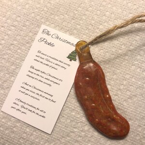 Glass Christmas Pickle Ornament Holiday German Tradition Glass Fused Handmade Hostess Gift Secret pal Family Tradition image 3