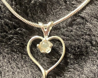 Sterling Silver Small Heart Necklace ~~ Dichroic Glass