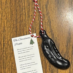 Glass Christmas Pickle Ornament Holiday German Tradition Glass Fused Handmade Hostess Gift Secret pal Family Tradition image 2