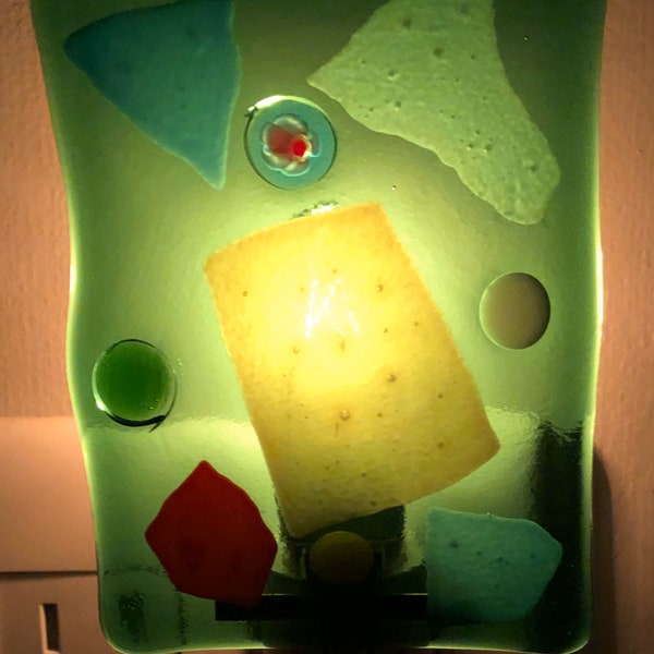 Glass Fused Night Light ~~ Mosaic ~~ Artisan ~~ Unique ~~ Artsy ~~