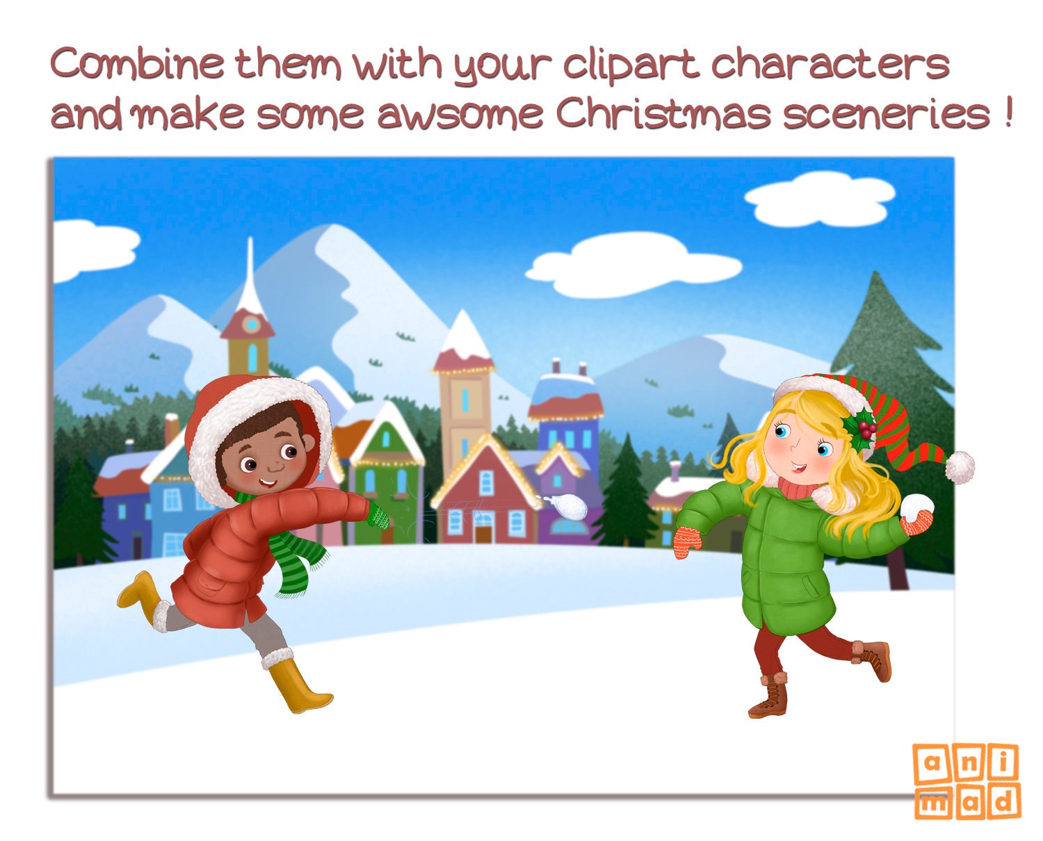 Christmas Backgrounds: Winter Scenes for Kids (digital Download) - Etsy, image size:1500x1210