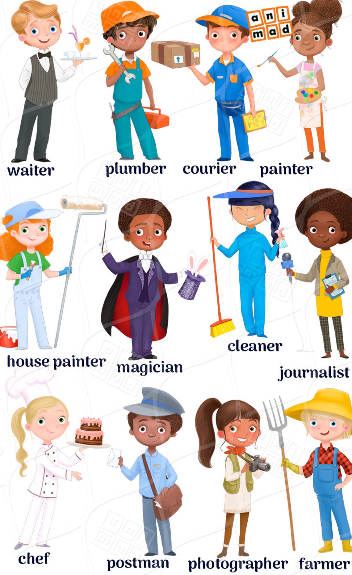 Kids Professions 2 clip art jobs clipart kids occupation Etsy