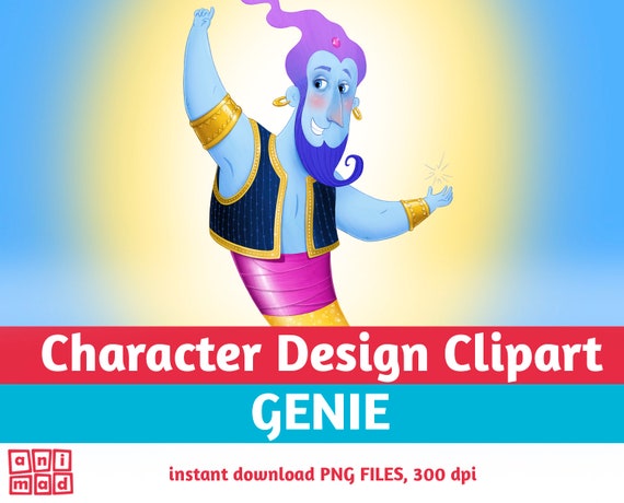 GENIE CLIPART Character Design Clipart Cartoon Character - Etsy