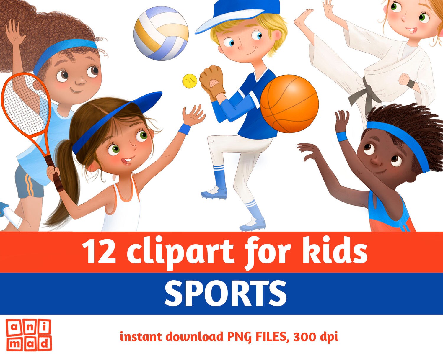 SPORTS Clip Art for Kids Diversity Gymnastics Clipart Kids Etsy