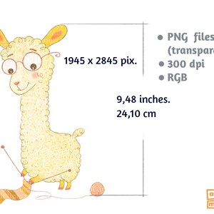 May include: A white llama wearing glasses and knitting a striped scarf. The llama is sitting on a white background with a ball of yarn next to it.