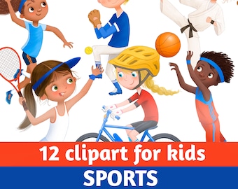 Sports Kids Clipart: Diverse Active Children PNG (Digital Download)