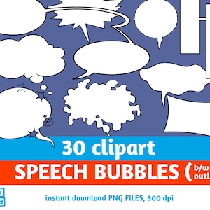 30 fumetti clip art, fumetti di testo clipart, fumetti di dialogo di testo, fumetti per fumetti, fumetti