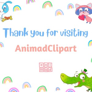 May include: Thank you for visiting AnimadClipart. A colorful illustration with a white dog holding a bone, a raccoon holding a heart, and a green alligator wearing a hat. The background is filled with rainbow arches.