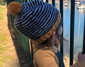 Kid’s strippy merino wool beanie