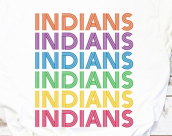 BUNDLE Indians SVG Indians School Spirit Tshirt Designs Retro Sunset T-shirt Design Indians Sublimation Design