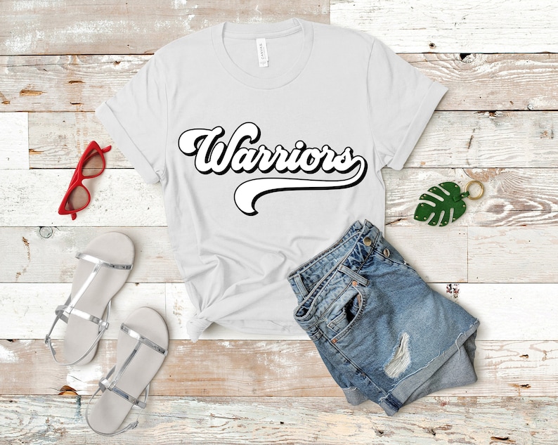 Warriors Sublimation PNG Warriors SVG Warriors Retro Script Swash Design Warriors Retro T-shirt Design SVG Cutting Files