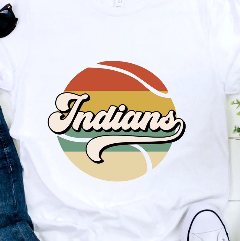 BUNDLE Indians SVG Indians School Spirit Tshirt Designs Retro Sunset T-shirt Design Indians Sublimation Design