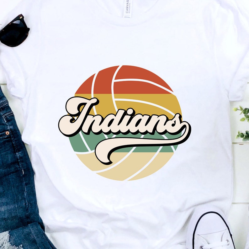 BUNDLE Indians SVG Indians School Spirit Tshirt Designs Retro Sunset T-shirt Design Indians Sublimation Design