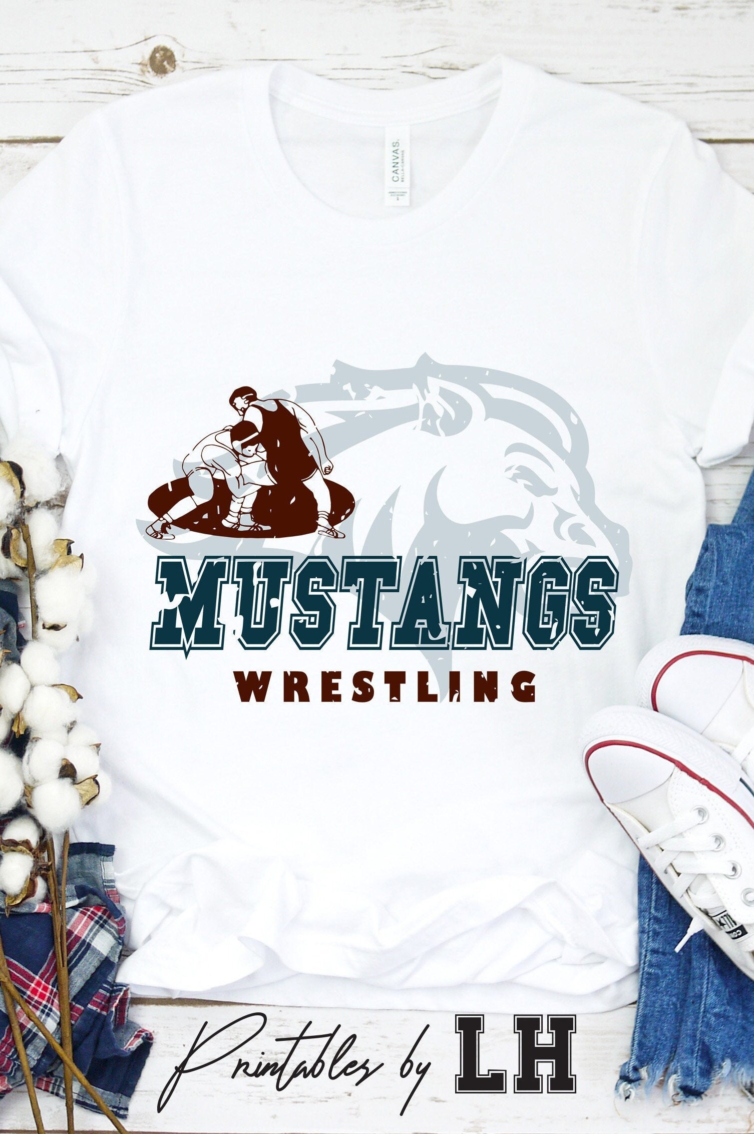 Mustangs Wrestling SVG Grunge Mustangs Wrestling Tshirt Etsy