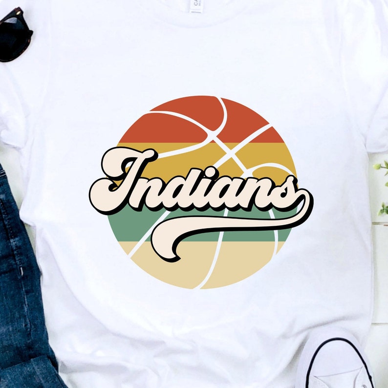 BUNDLE Indians SVG Indians School Spirit Tshirt Designs Retro Sunset T-shirt Design Indians Sublimation Design