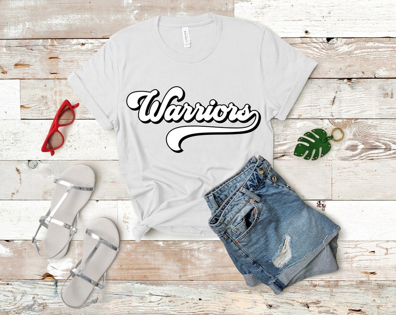 Warriors Sublimation PNG Warriors SVG Warriors Retro Script Swash Design Warriors Retro T-shirt Design SVG Cutting Files