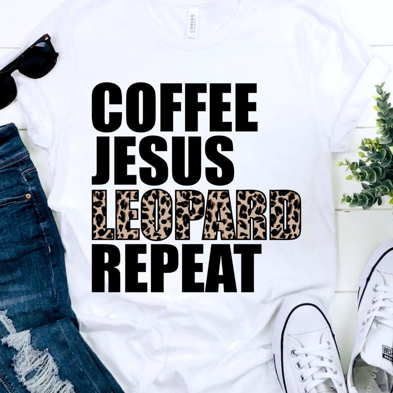 Download Coffee Jesus Leopard Repeat SVG Sublimation Design Layered ...