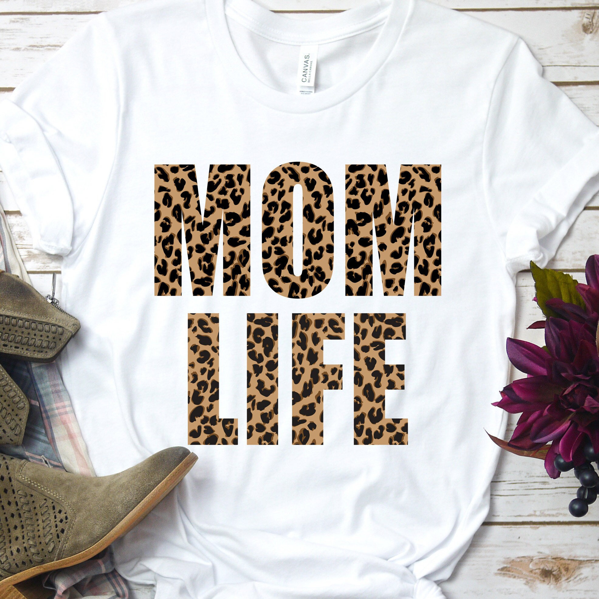 Mom Life SVG Mom Life PNG Leopard Sublimation Design Layered | Etsy