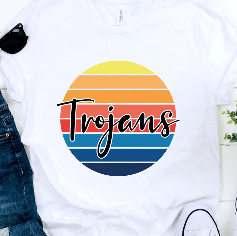 PNG and SVG Retro Sunset T-shirt Design Trojans Sublimation Design Trojans SVG
