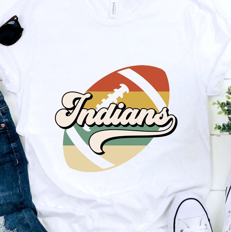 BUNDLE Indians SVG Indians School Spirit Tshirt Designs Retro Sunset T-shirt Design Indians Sublimation Design
