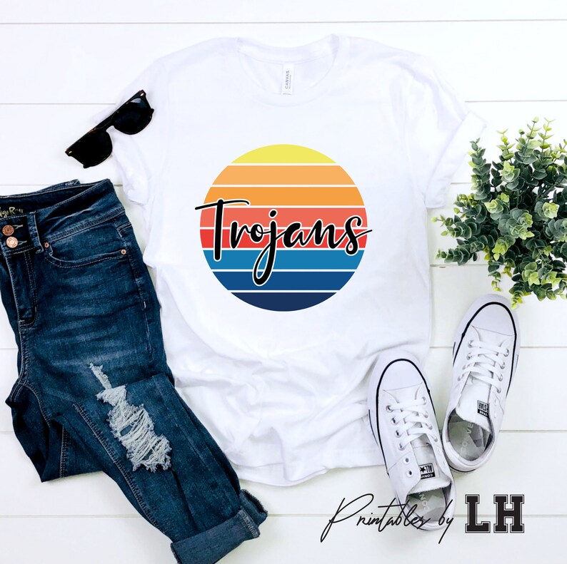 PNG and SVG Retro Sunset T-shirt Design Trojans Sublimation Design Trojans SVG