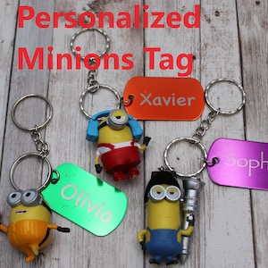 Personalized Minions Backpack Tag, Bag Tag, Lunchbox Tag and Key Chain Personalized Free Shipping in the US.