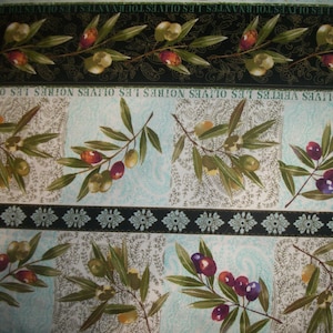Olives SOLD By HALF YARd Green Purple Branches Les Vertes Noires READ Description OOp Olive Press Collection Gillian Fullard Michael Miller