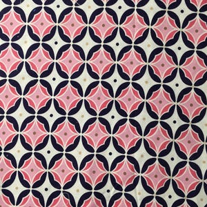 Geometric 24 Inches Long x 42 Inches Wide Pink Deep Rose Navy on Off White Silver Gold Navy Dots Please READ Listing Brother Sister Design