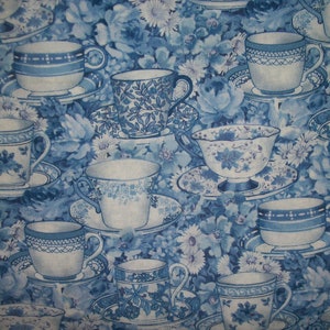 Delftware 18 Inches Long x 23 Inches Wide Delft Teacups and Saucers Floral Please READ Listing Vintage Rare Afternoon Tea Fabric Freedom