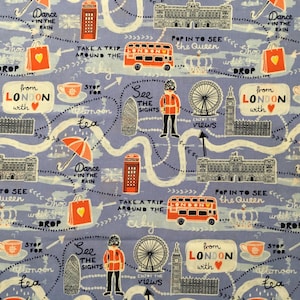 London Calling 43 cm L x 110 cm W Buckingham Palace Big Ben Kings Guard Telefonzelle Doppeldeckerbus Karte Emma & Mila