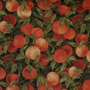 Ripe Peaches SOLD By The HALF YARd Leaves Branches Stone Fresh Fruit Orchard READ Description OOp Timeless Treasures