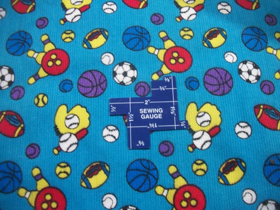 Baseball Bear allover on Blue Quilt fabric 1 yard