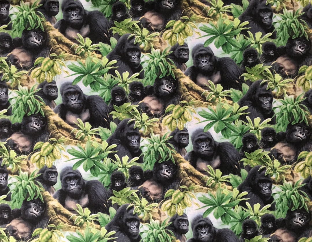 Gorillas Sold by the FAT Quarter Silverbacks Gorilla Primates Jungle