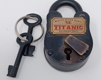 Titanic RMS ship vintage style locks replica antique style iron and brass white lock box