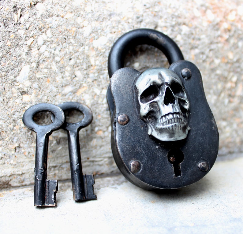 Skull Cast Iron Wicca Lock Pirate Antique Treasure Chest Etsy