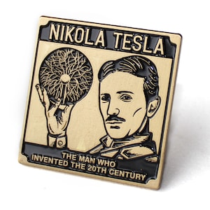 Nikola Tesla Electric Co Inventor New York Antique Solid Brass Pin