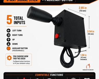 ATS/ETS Compatible Simulator Turn Signal Blinker 4-Position Truck Simulator Extra button