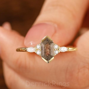 Channel Set 1ct Längliche Hexagon Cut Salz & Pfeffer Diamant Ehering Runde Marquise Cut Moissanite Verlobungsring Ring für neue Mama