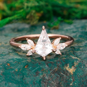 Vintage Moissanite Verlobungsring 14k Gold Drachenförmigen Cluster Moissanite Brautring Art Deco Moissanite Ehering Jubiläumsring
