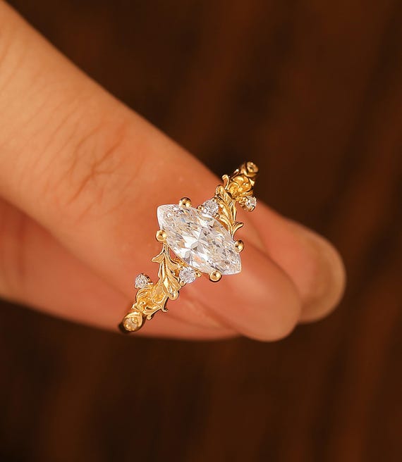 Anillo De Compromiso Vintage Art Déco, Anillo De Moissanita Marquesa, Anillo De Bodas Milgrain Antiguo, Anillos De Joyería De Plata 925 - México
