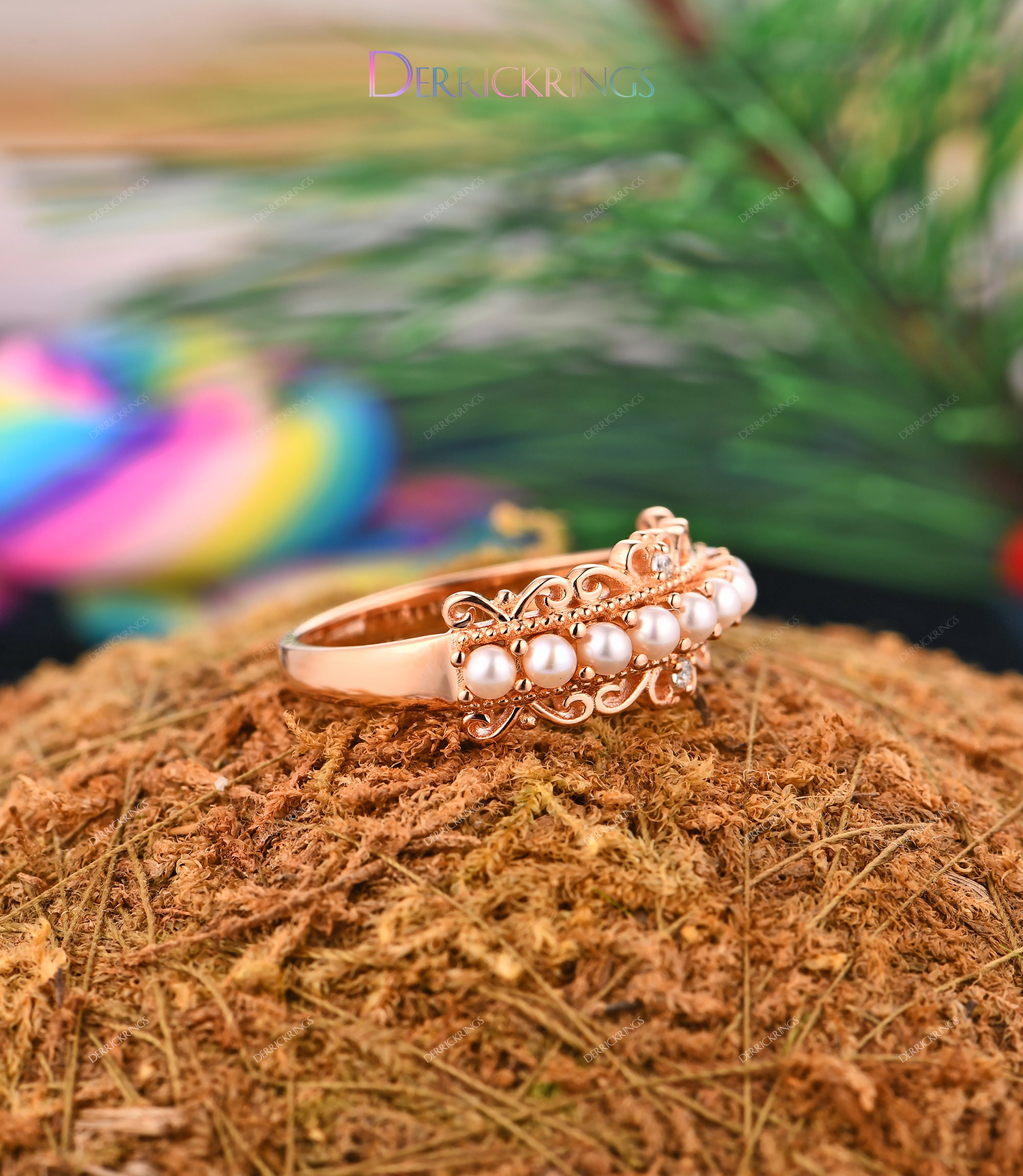 Art Deco Pearl Ring Pearl Wedding Rings Anniversary Gift Etsy