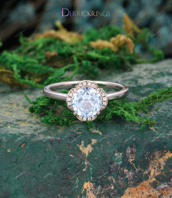 Aquamarine 2024 flower ring