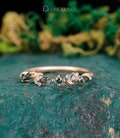 Leaf Vine Moss agate Wedding band Solid Rose Gold Marquise Alexandrite Moissanite marriage ring Dainty ring Promise Anniversary wedding band