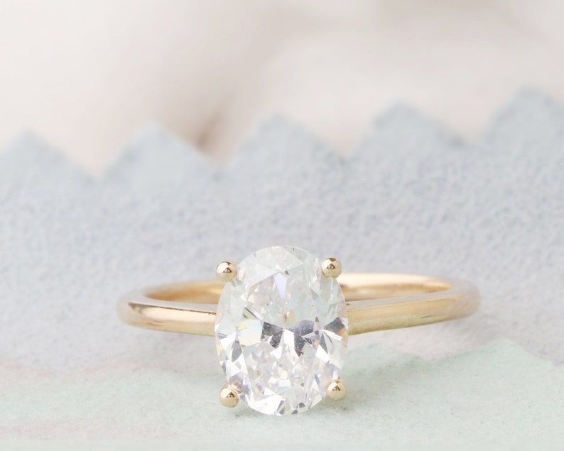 7x9mm Oval Cut Moissanite Ring Art Deco Solitaire Ring Gift For Her Simulated Diamond Ring Classic Engagement Ring 4 Prong Wedding Ring