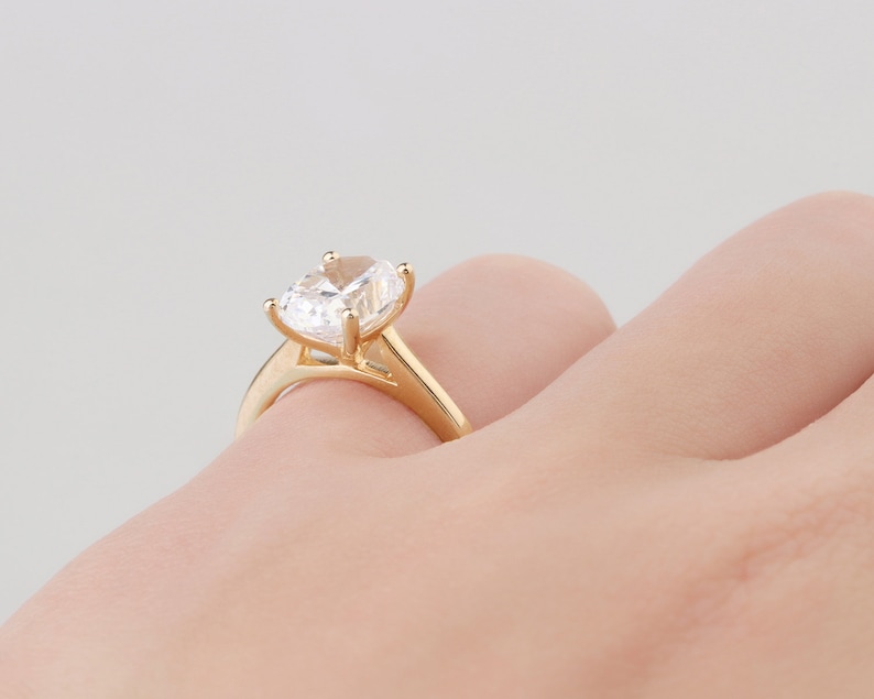 7x9mm Oval Cut Moissanite Ring Art Deco Solitaire Ring Gift For Her Simulated Diamond Ring Classic Engagement Ring 4 Prong Wedding Ring