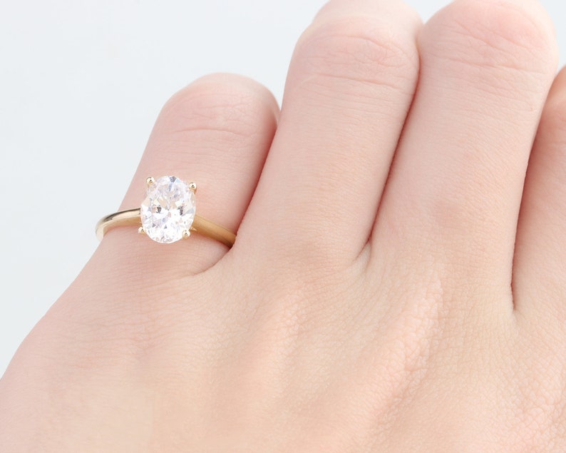 7x9mm Oval Cut Moissanite Ring Art Deco Solitaire Ring Gift For Her Simulated Diamond Ring Classic Engagement Ring 4 Prong Wedding Ring