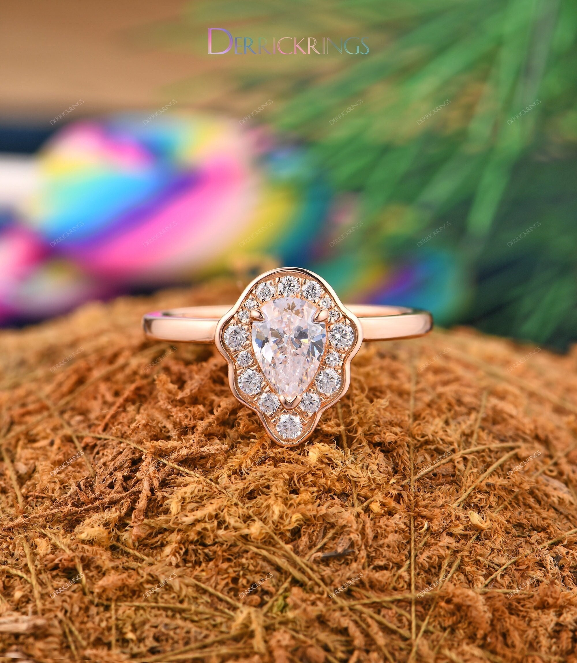 Dainty Wedding Ring 14k Solid Gold Ring Pear Cut 5x7mm Etsy