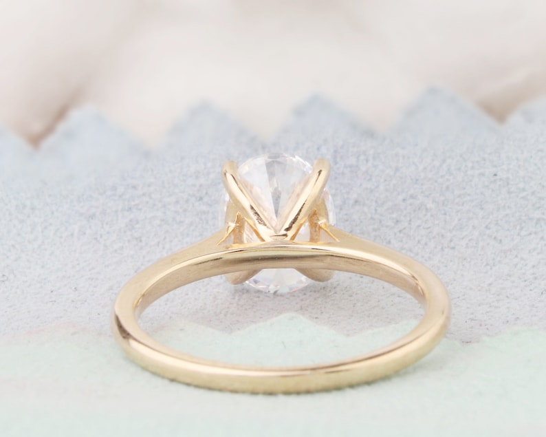 7x9mm Oval Cut Moissanite Ring Art Deco Solitaire Ring Gift For Her Simulated Diamond Ring Classic Engagement Ring 4 Prong Wedding Ring