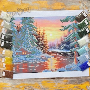 DIY Bead embroidery kit picture Magical Winter Forest a Fairy Tale Needlepoint Beaded Stitching Pattern 3d embroidery