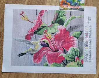 Hibiscus Bead Embroidery Kit – DIY Floral Craft, Czech Beads